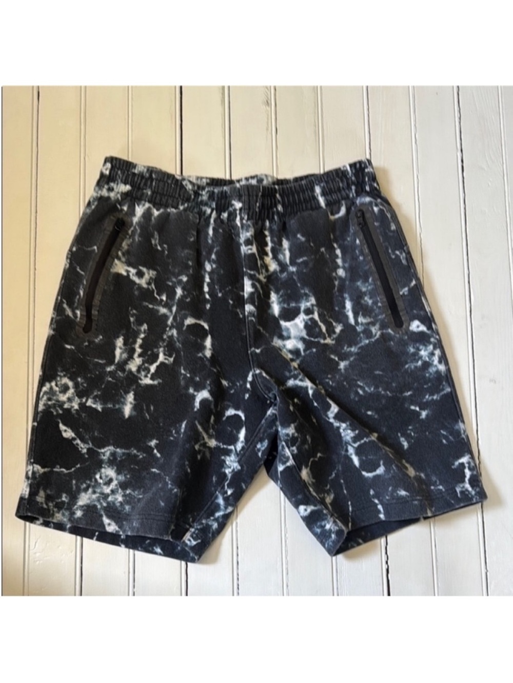 Old Active Sweat Shorts Black Acid Wash Size S
